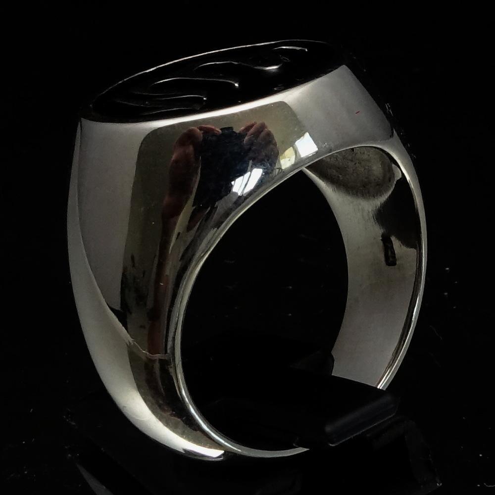 Excellent crafted Men's Muslim Ring Black Allah Symbol - Sterling Silver-3