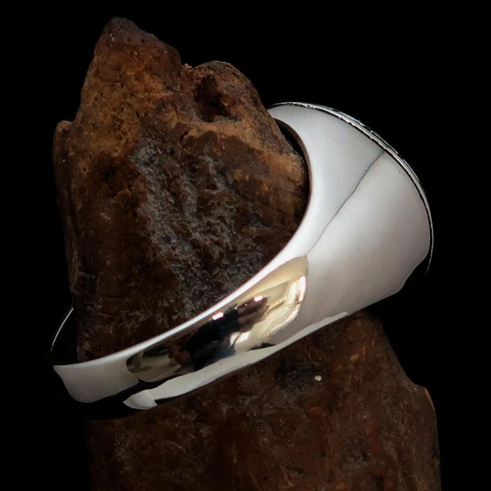 Domed Men's antiqued Al Quran ul Kareem Muslim Ring - Sterling Silver-2