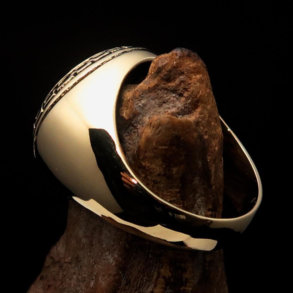 Domed Men's Al Quran ul Kareem Muslim Pinky Ring - shiny Brass-3