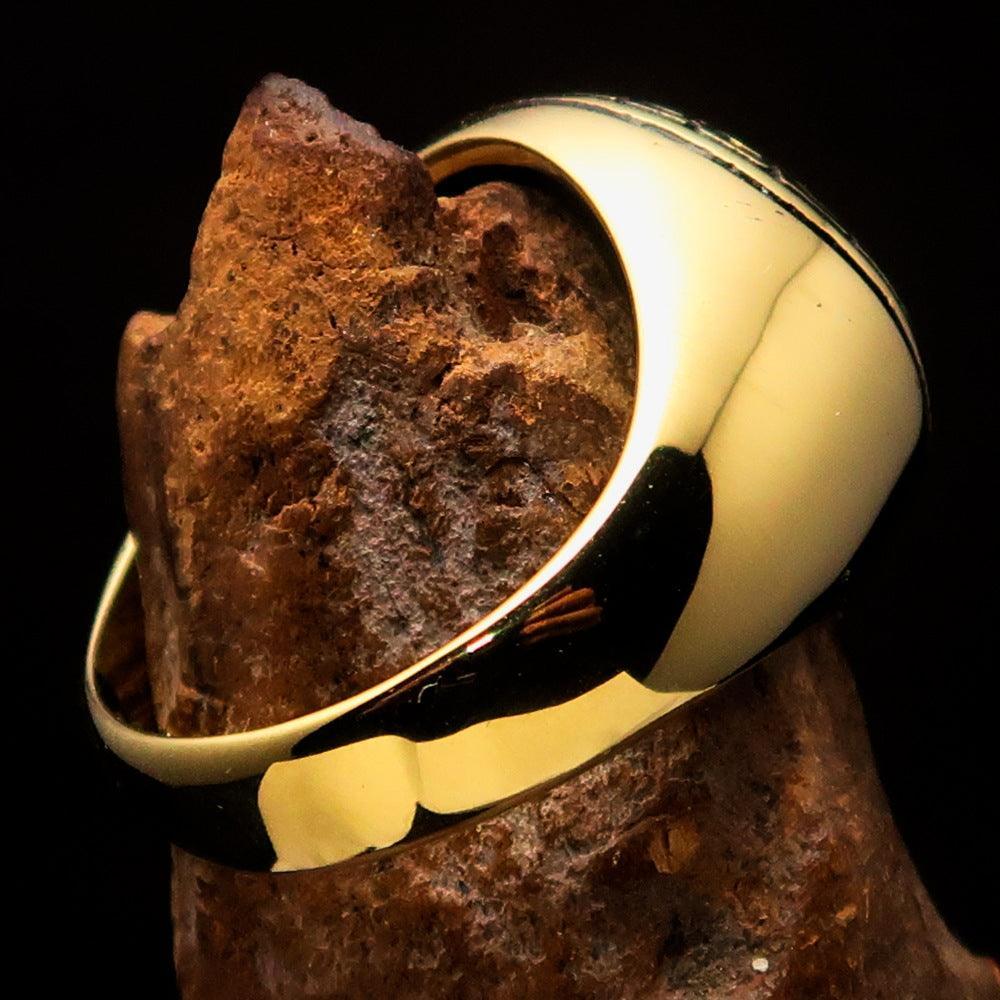 Domed Men's Al Quran ul Kareem Muslim Pinky Ring - antiqued Brass-2