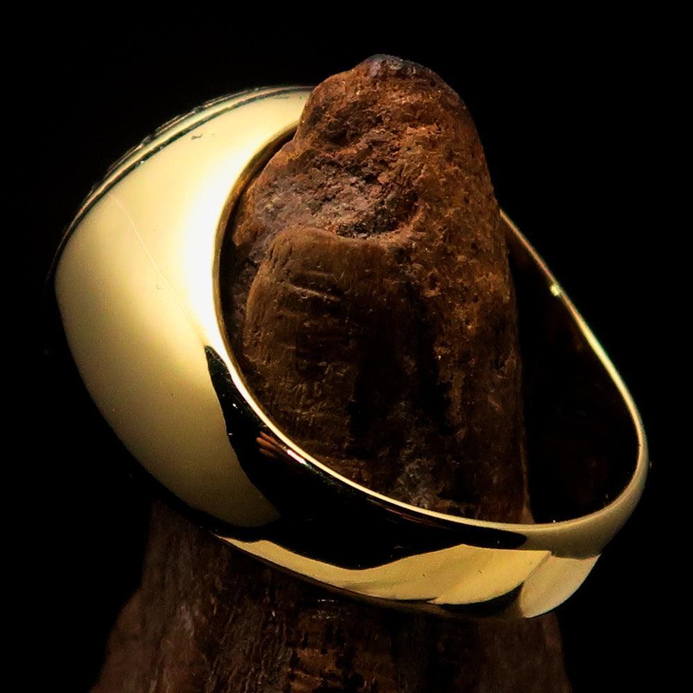 Domed Men's Al Quran ul Kareem Muslim Pinky Ring - antiqued Brass-3