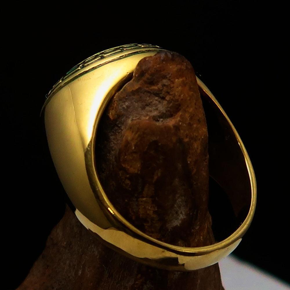 Domed Men's green Al Quran ul Kareem Muslim Pinky Ring - solid Brass-4