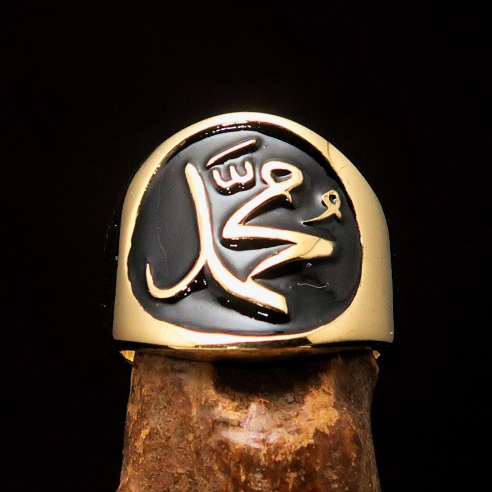Perfectly crafted Men's black Muhammad Muslim Pinky Ring - solid Brass-0