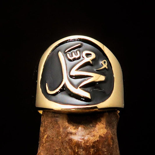 Perfectly crafted Men's black Muhammad Muslim Pinky Ring - solid Brass-0