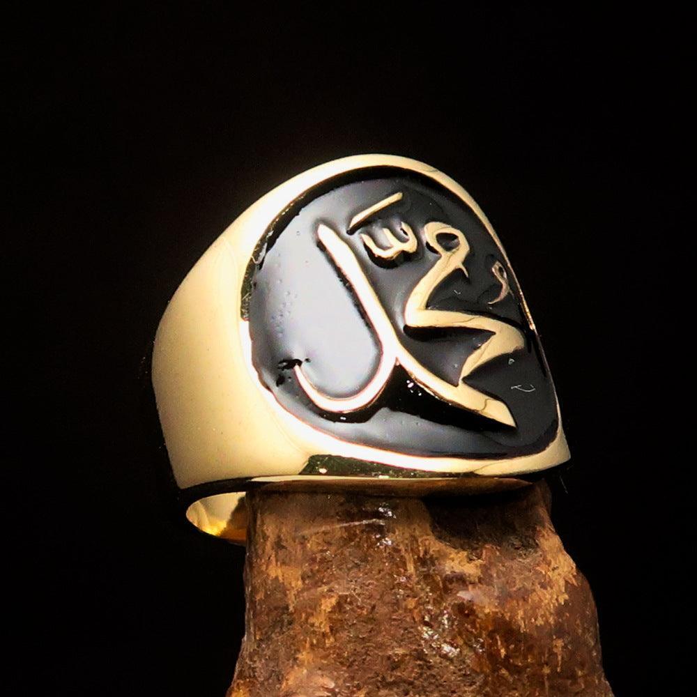Perfectly crafted Men's black Muhammad Muslim Pinky Ring - solid Brass-1