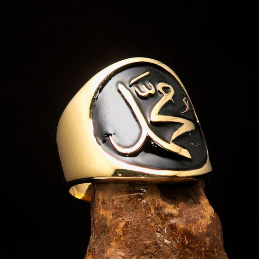 Perfectly crafted Men's black Muhammad Muslim Pinky Ring - solid Brass-1