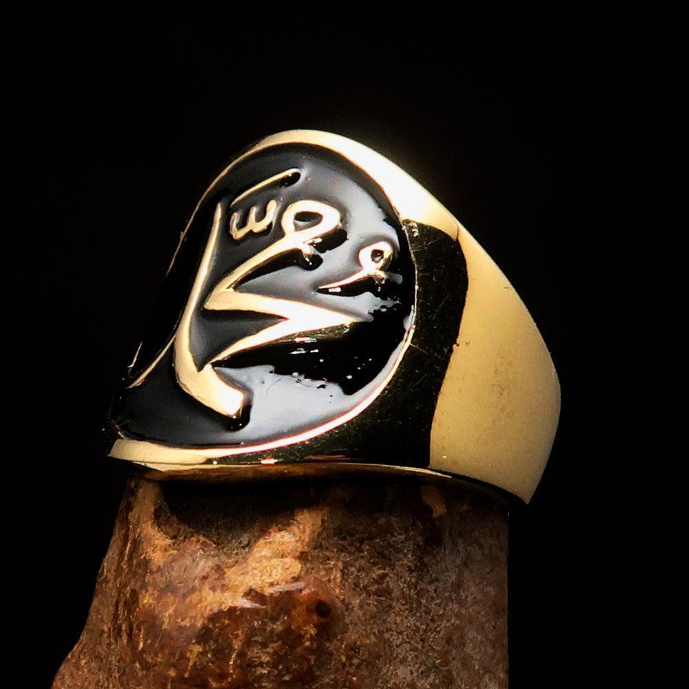 Perfectly crafted Men's black Muhammad Muslim Pinky Ring - solid Brass-4