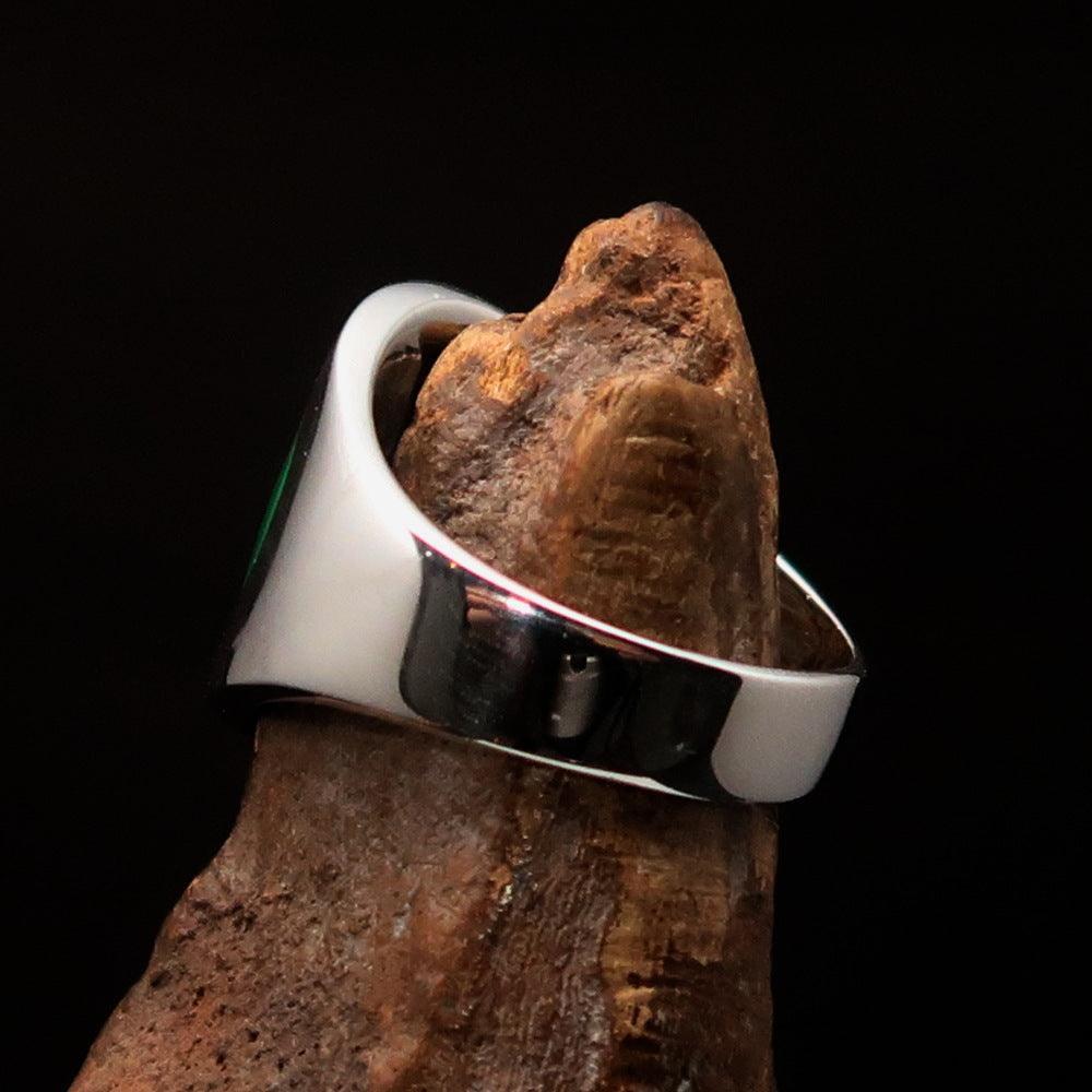 Excellent crafted Men's green Muhammad Muslim Ring - Sterling Silver-4