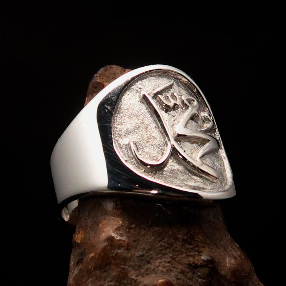 Excellent crafted Men's Muhammad Muslim Ring - two tone Sterling Silver-2