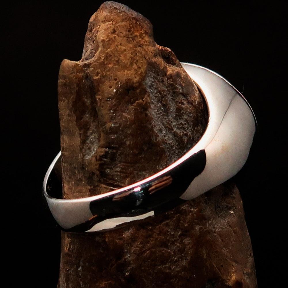 Domed Men's red Al Quran ul Kareem Muslim Ring - Sterling Silver-3