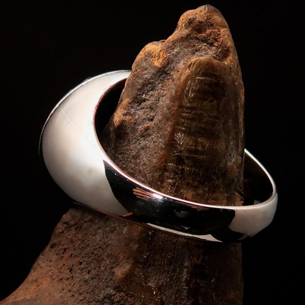 Domed Men's red Al Quran ul Kareem Muslim Ring - Sterling Silver-4