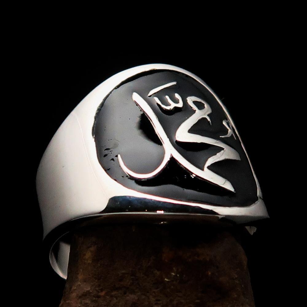 Excellent crafted Men's black Muhammad Muslim Ring - Sterling Silver-1