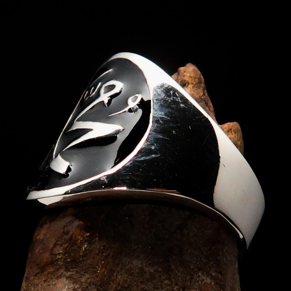 Excellent crafted Men's black Muhammad Muslim Ring - Sterling Silver-4