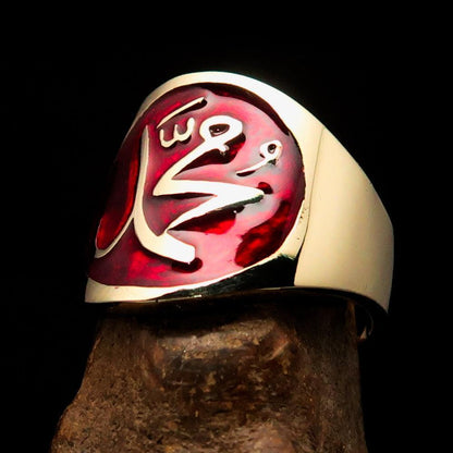 Perfectly crafted Men's red Muhammad Muslim Pinky Ring - solid Brass-4